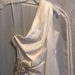 White one shoulder  wedding dress